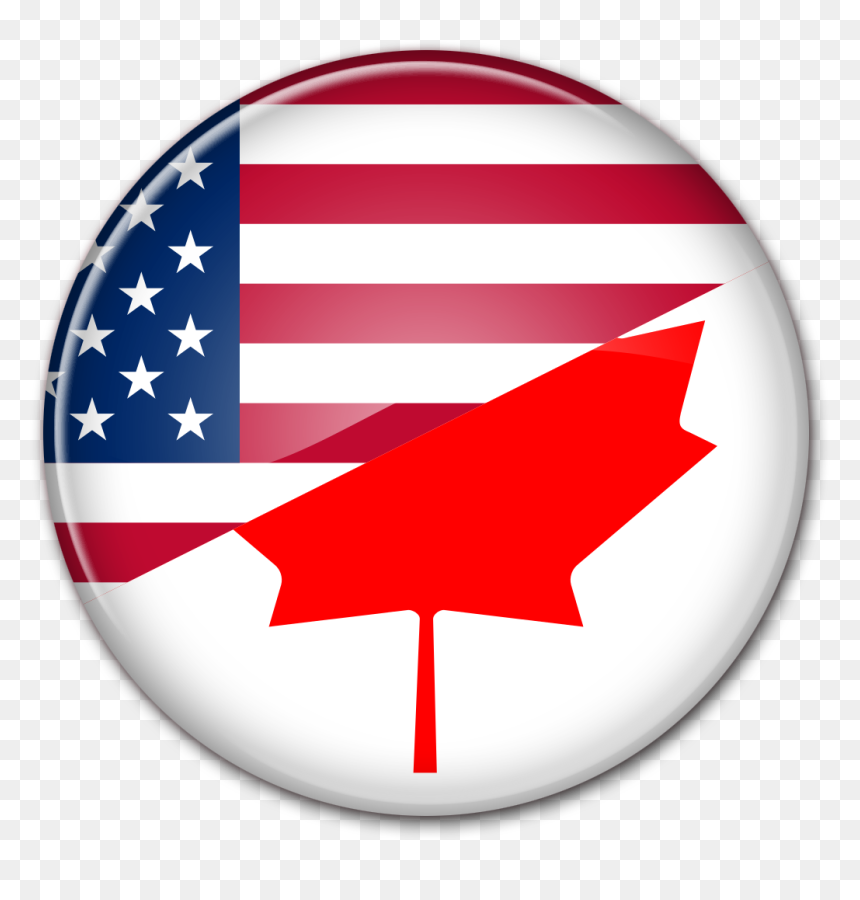 Bandeira De Vidro Redonda "eua-canadá" - Flag Of Foreign Country, HD Png Download - bandeira dos estados unidos png
