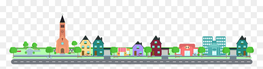 Road With Buildings Clipart, HD Png Download - road png