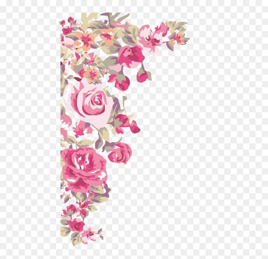 Flower Corner Border Png, Transparent Png - floral png