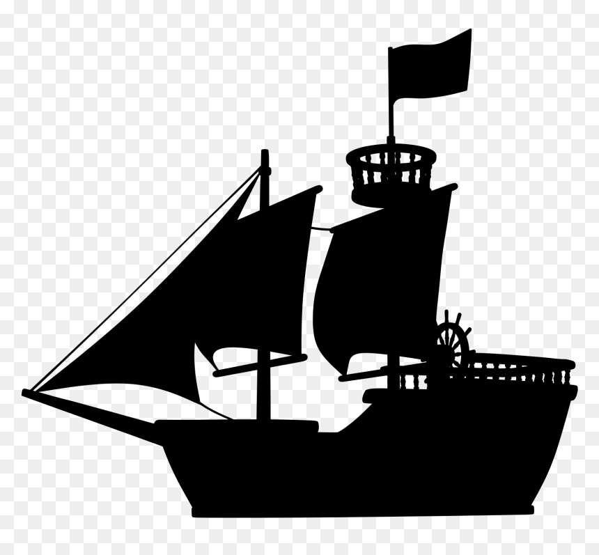 Pirate Ship Silhouette Png, Transparent Png - boat png