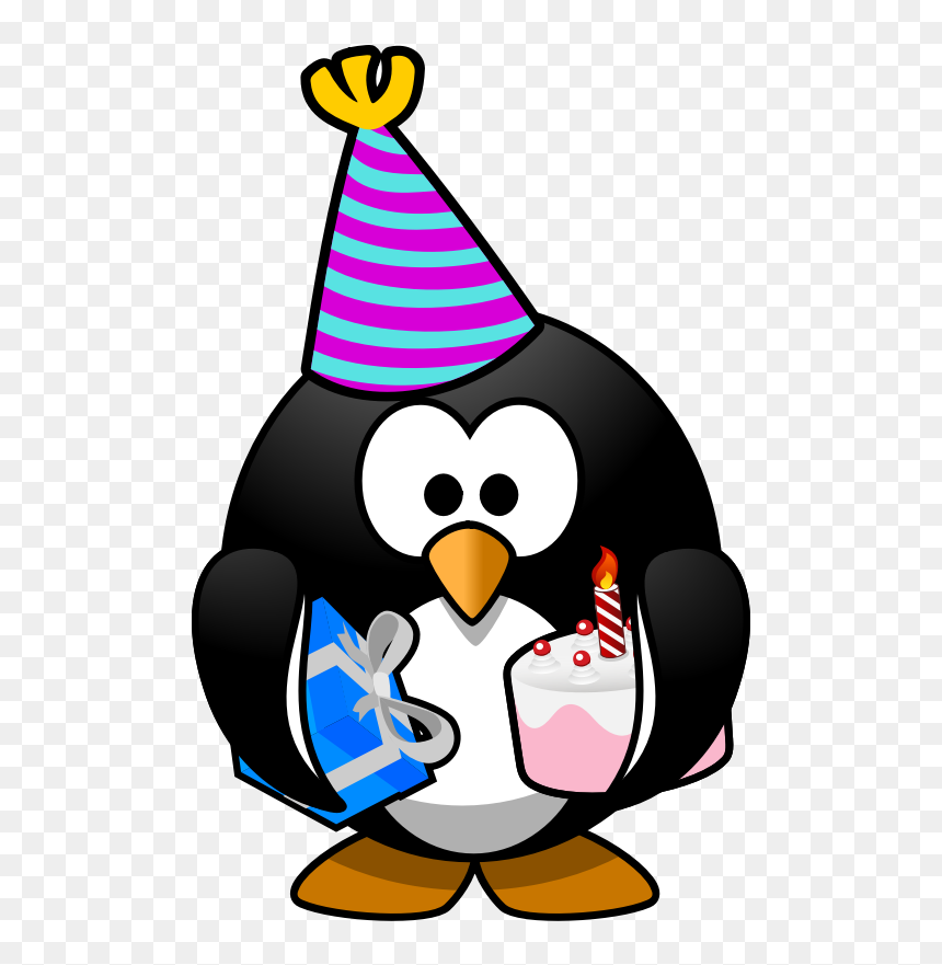 Happy Birthday Penguin Clip Art, HD Png Download - birthday hat png