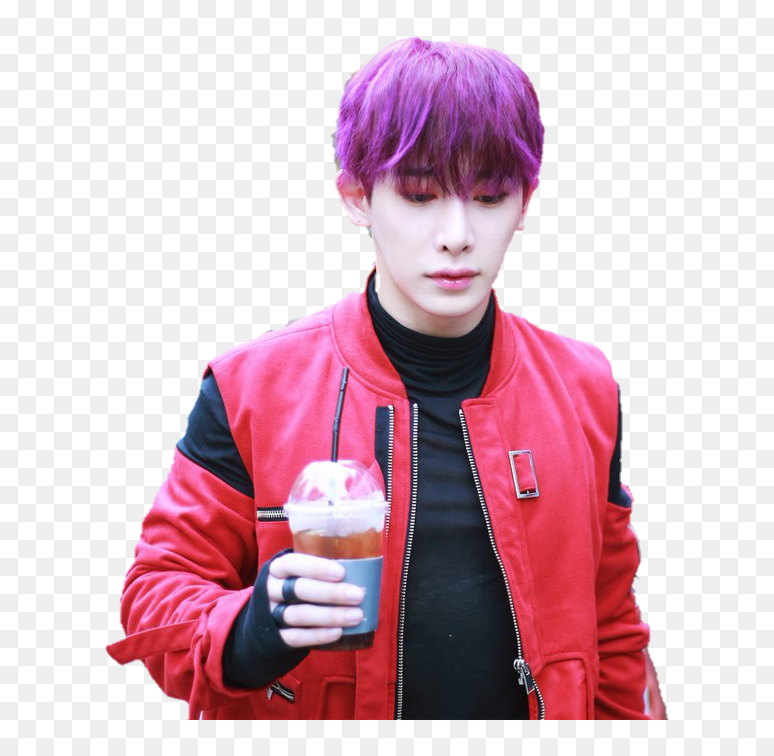 Monsta X Wonho Purple Hair, HD Png Download - monsta x png