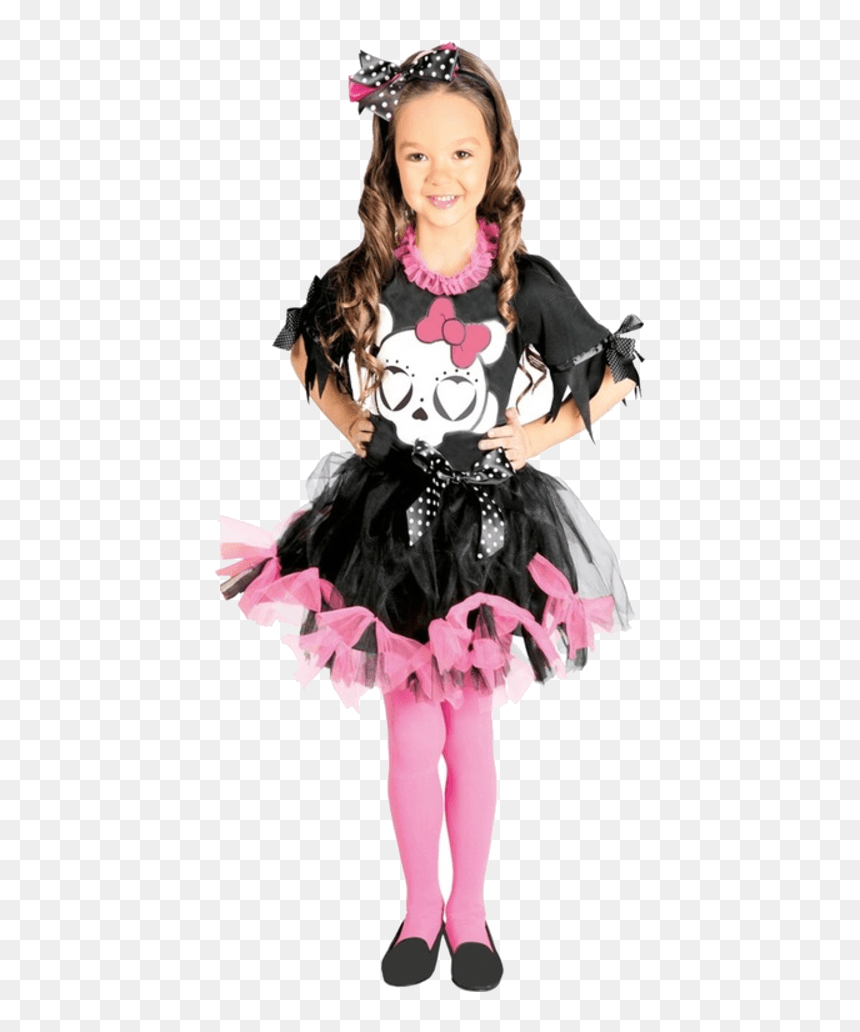 Kinder Skelett Kostüm Mädchen, HD Png Download - halloween costume png