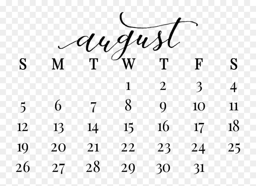 Transparent May 2019 Calendar, HD Png Download - august png
