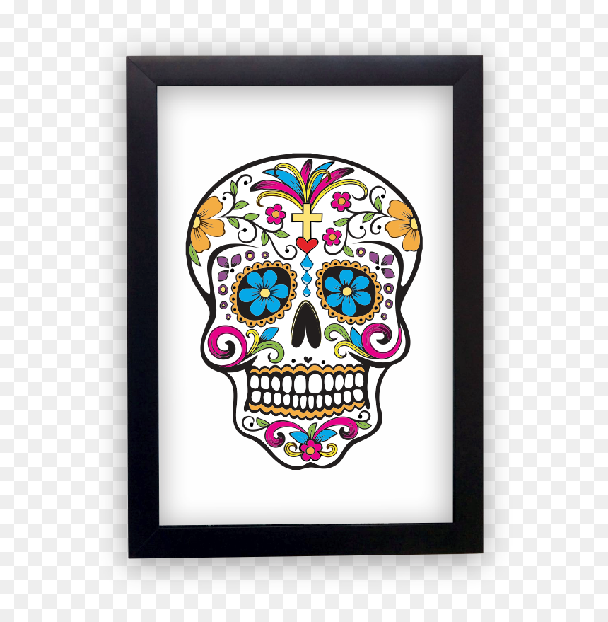 Sugar Skull Drawing Day Of The Dead, HD Png Download - caveira mexicana png