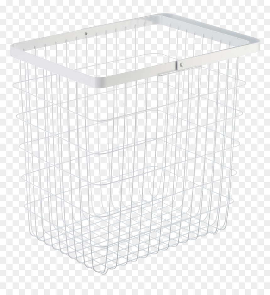 Yamazaki"s Tall White Laundry Basket With Handle Folded - Cage, HD Png Download - folded laundry png