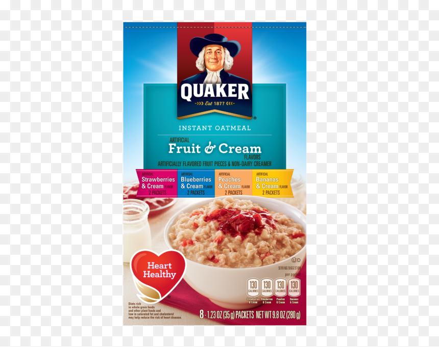 Quaker Instant Oatmeal - Quaker Instant Oatmeal Fruit And Cream, HD Png Download - quaker oats png