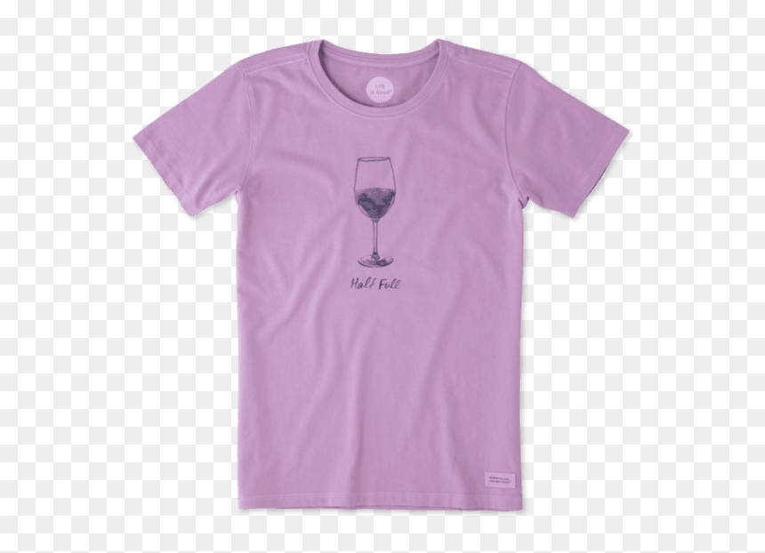 Women"s Half Full Wine Glass Crusher Tee - Wine Glass, HD Png Download - glass half full png
