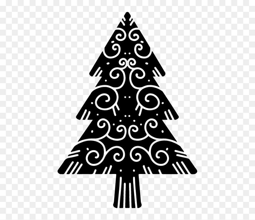 Christmas Tree, HD Png Download - christmas tree black and white png