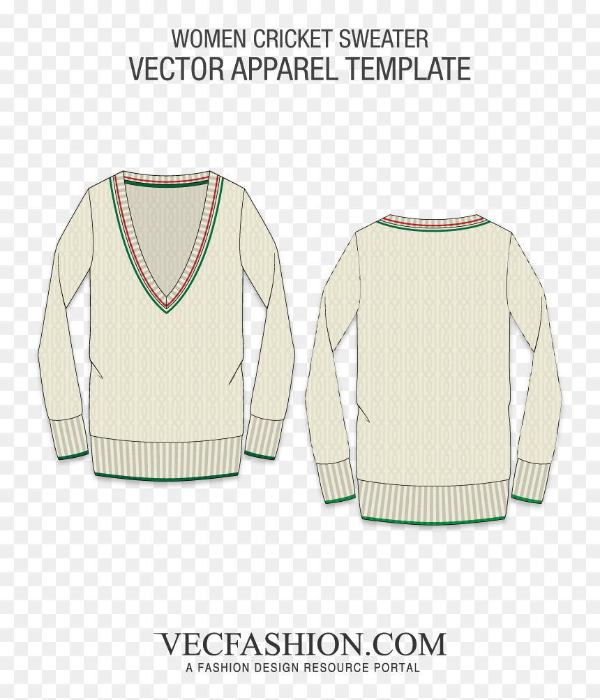 Women Cricket Sweater Vector Template - Sweater, HD Png Download - jacket template png