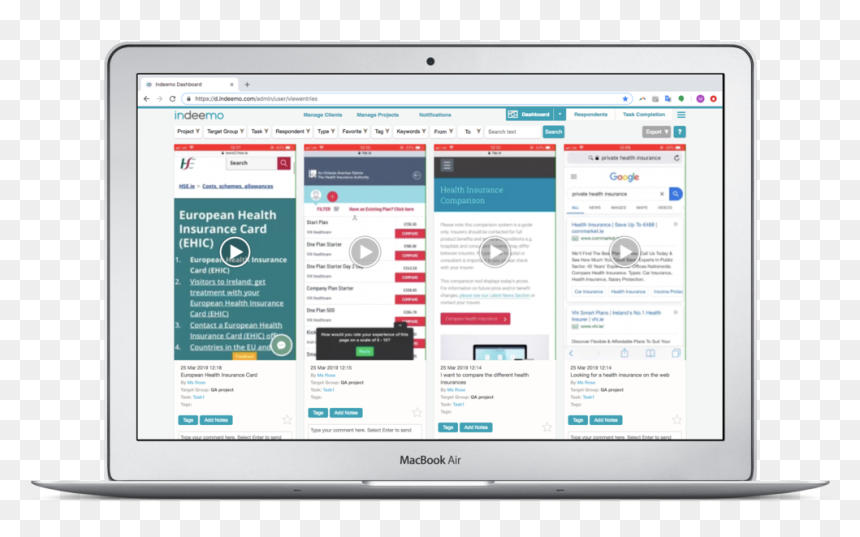 Indeemo Dashboard Mobile Screen Recording Health Insurance - Bizible Discover Screens, HD Png Download - recording screen png
