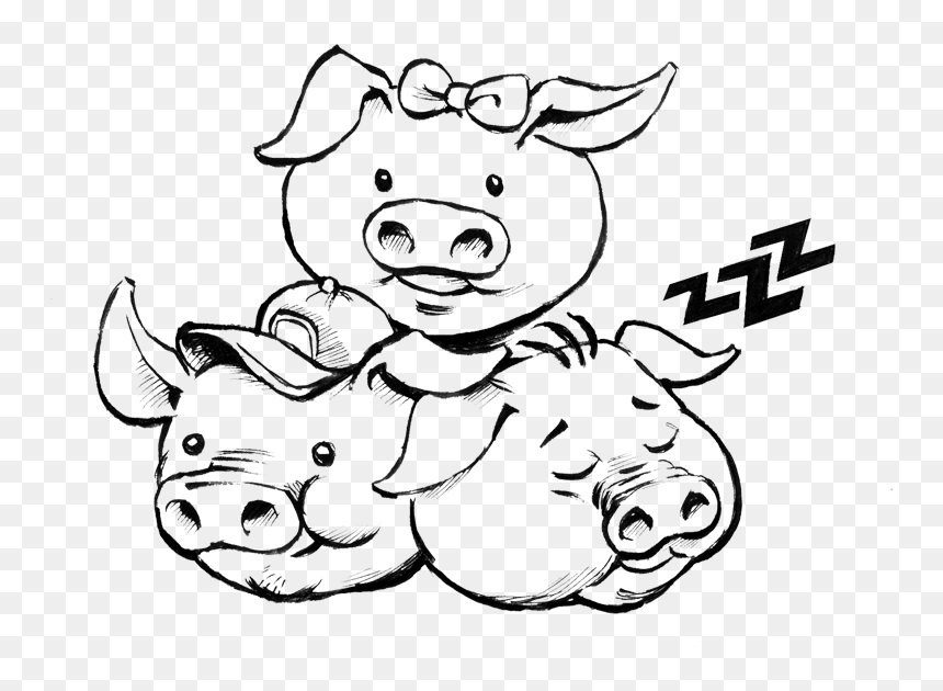 3 Little Pigs Drawing, HD Png Download - three little pigs png