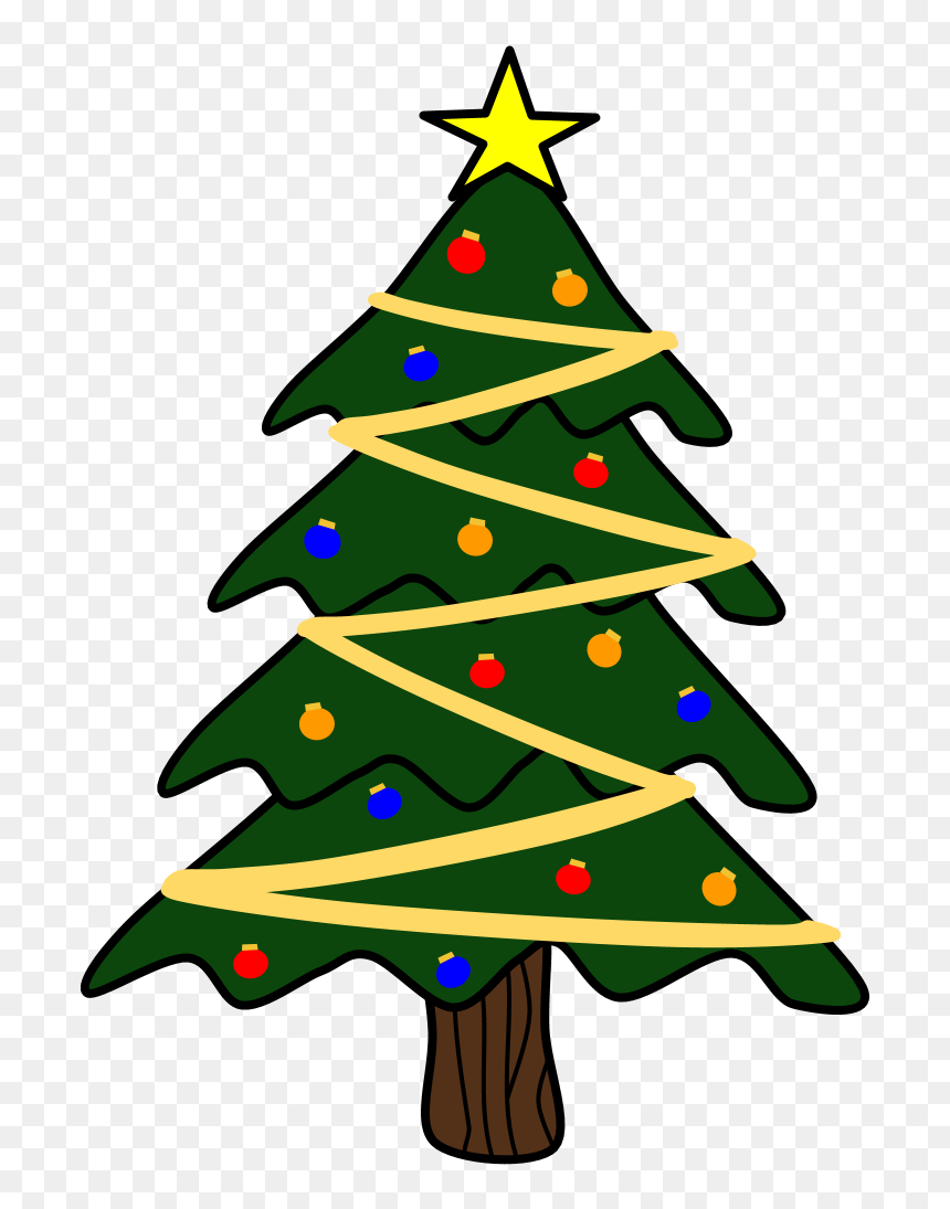 Christmas Tree, Yellow Garland - Red And Green Christmas Tree Png, Transparent Png - pine garland png