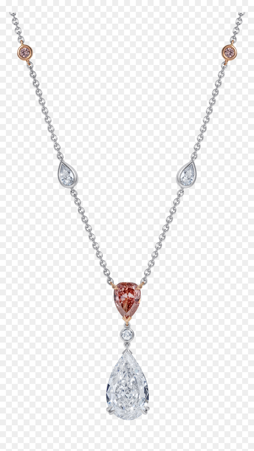 Mayfair Rose Necklace With Argyle Pink And White Diamonds - Locket, HD Png Download - white diamond shape png