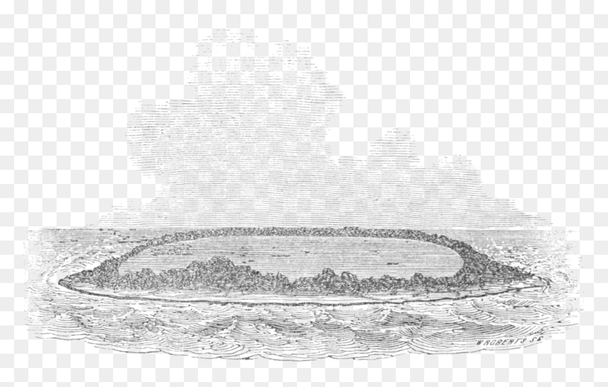 Circular Coral Reef And Lagoon, Engraving By W - Sketch, HD Png Download - black lagoon png