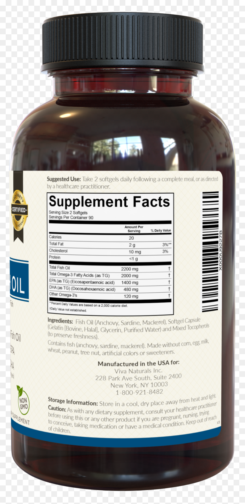 Viva Naturals Omega 3 Fish Oil 180 Capsules, Bottle - Viva Naturals Omega 3 Fish Oil, HD Png Download - good night left side png