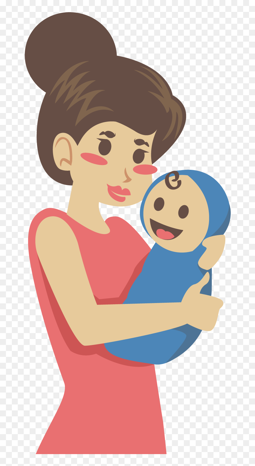 Mother Clip Art - Baby And Mom Cartoon, HD Png Download - mother and baby png