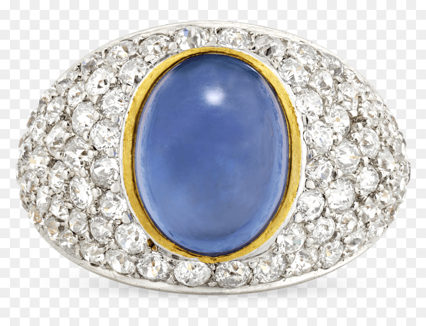 Cabochon Sapphire And Diamond Ring, - Engagement Ring, HD Png Download - bling star png