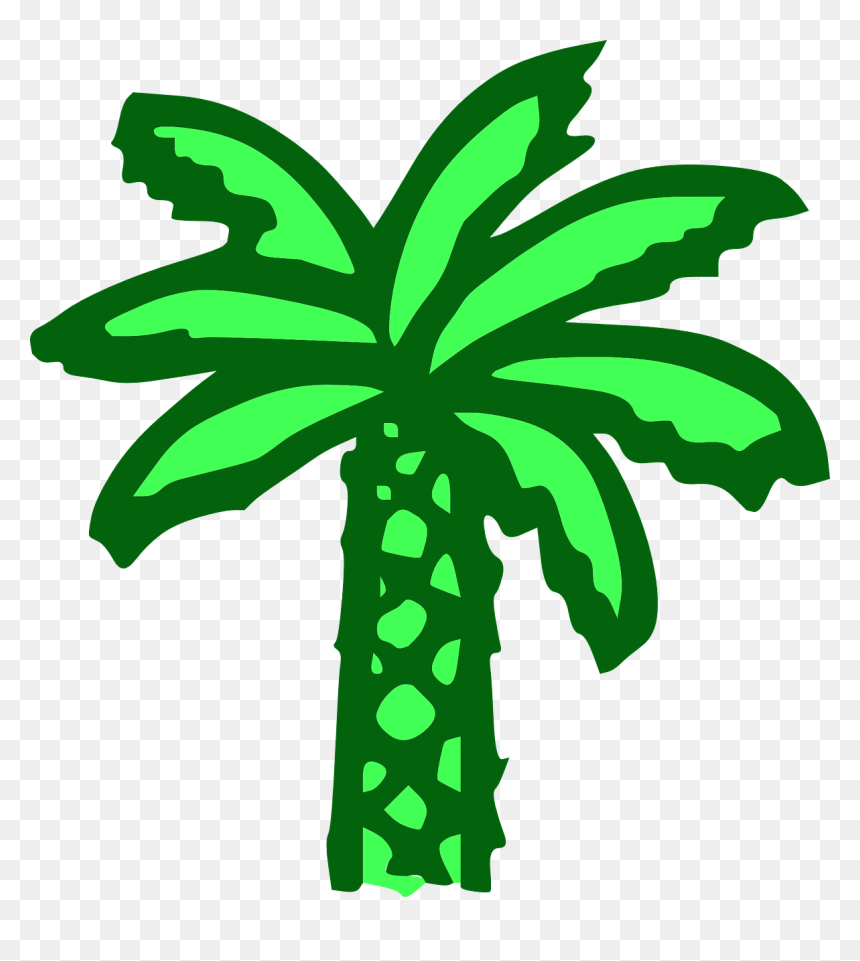 Free Vector Cartoon Green Palm Tree Clip Art Graphic - Cartoon Palm Tree, HD Png Download - palm tree png