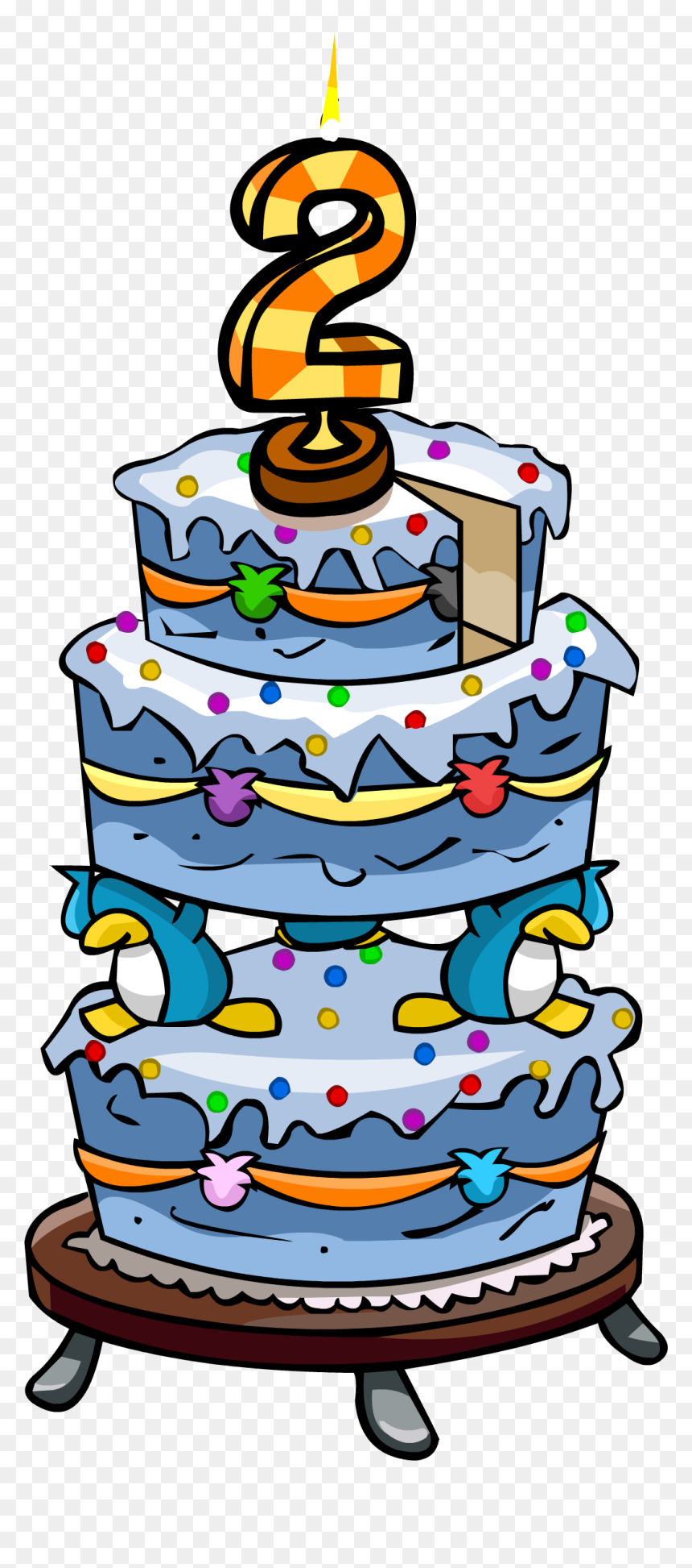 2nd Anniversary Party Cake - Club Penguin Birthday Cake, HD Png Download - birthday cake png