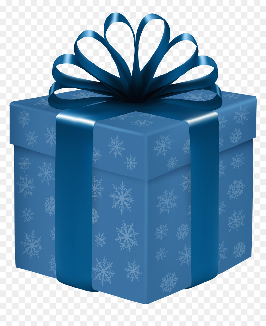 Blue Gift Box With Snowflakes Png Clipart - Blue Gift Box Clipart, Transparent Png - snowflakes png