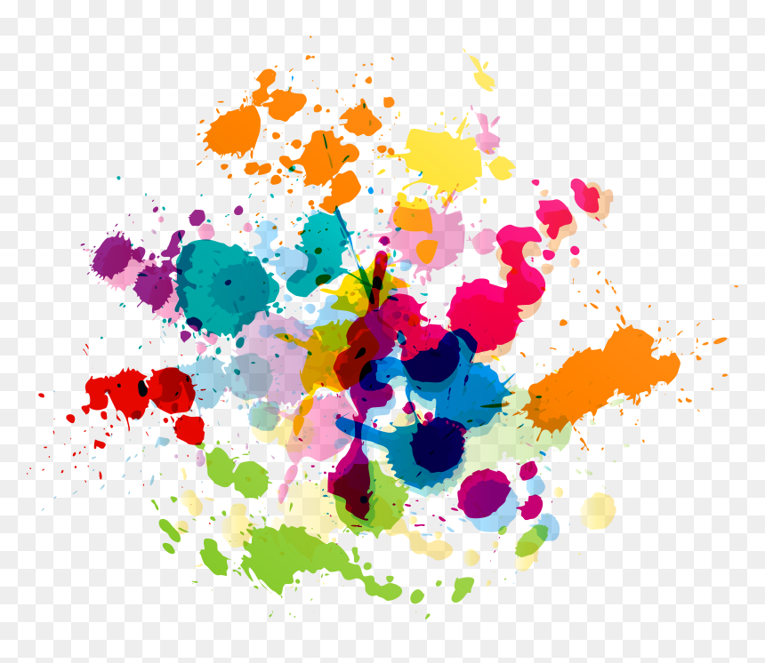 Colorful Paint Splatter Transparent Clip Art Image, HD Png Download - paint png