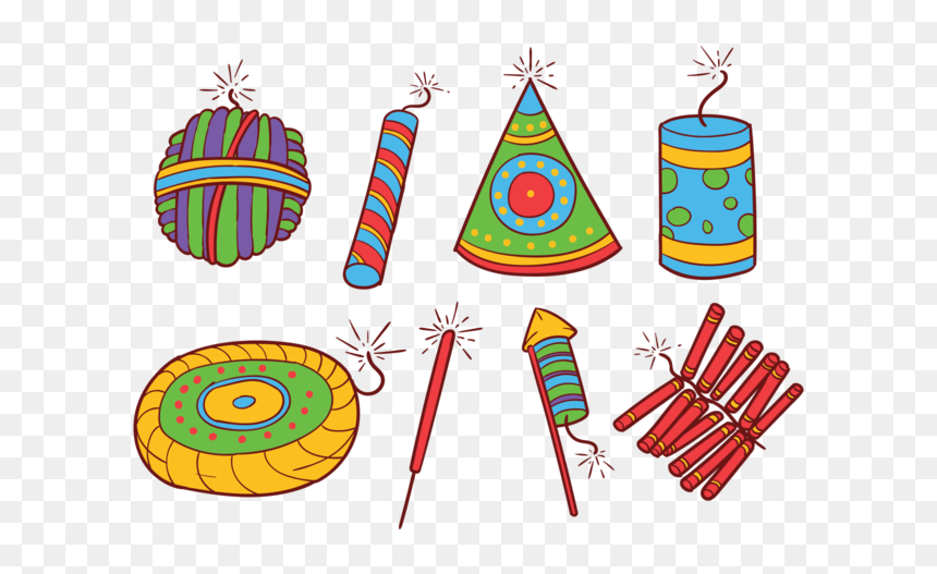 Diwali Fire Crackers Icons Vector - Diwali Crackers Images For Drawing, HD Png Download - diwali crackers png