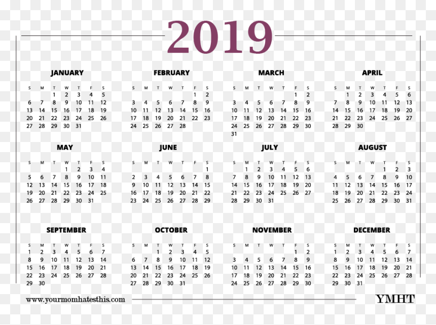 2019 Calendar Png Pink Design - Transparent Calendar 2019 Png, Png Download - calendar png