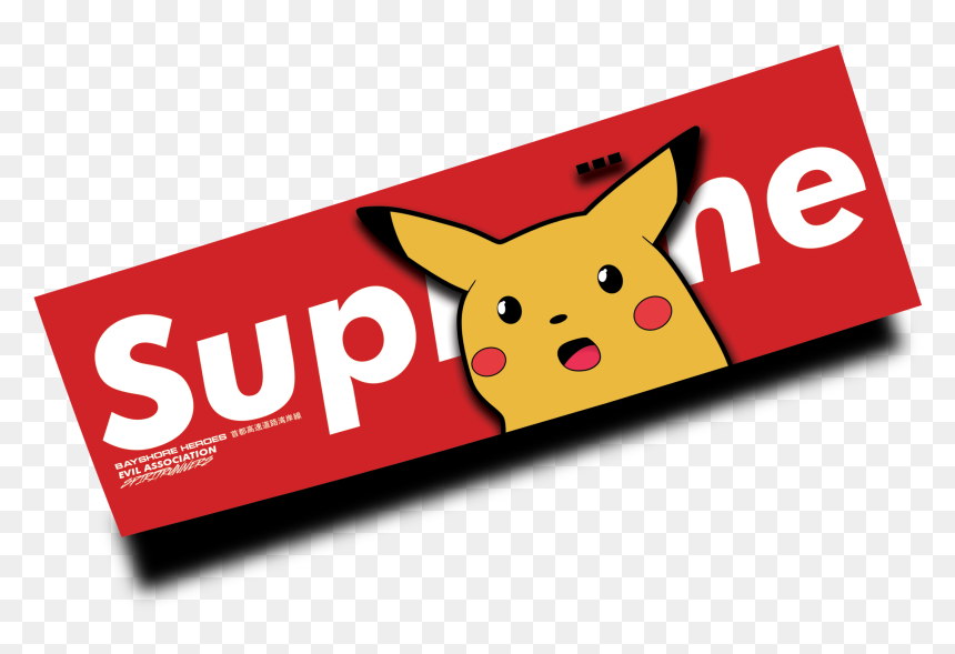Pika What Super Me Sticker - Cartoon, HD Png Download - supreme png