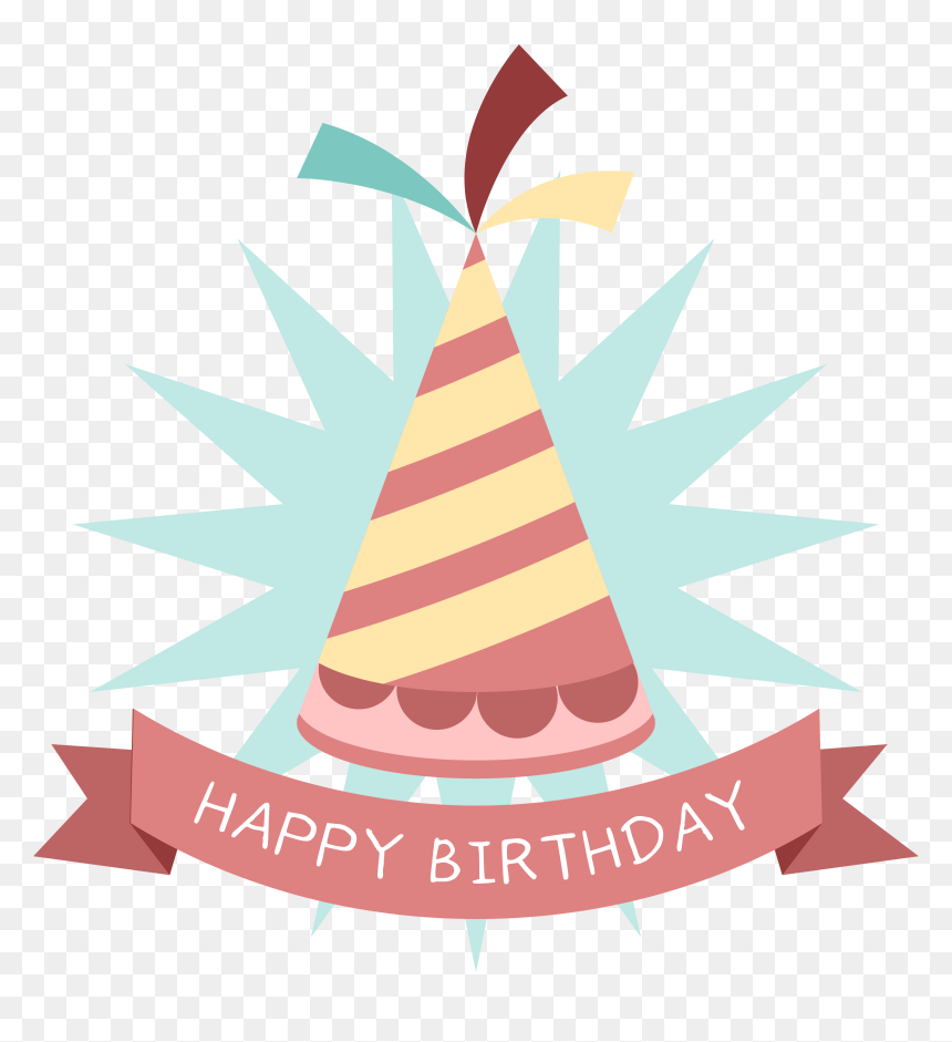 Christmas Birthday Clipart Banner Black And White Stock - Happy Birthday Hat Sticker, HD Png Download - birthday hat png
