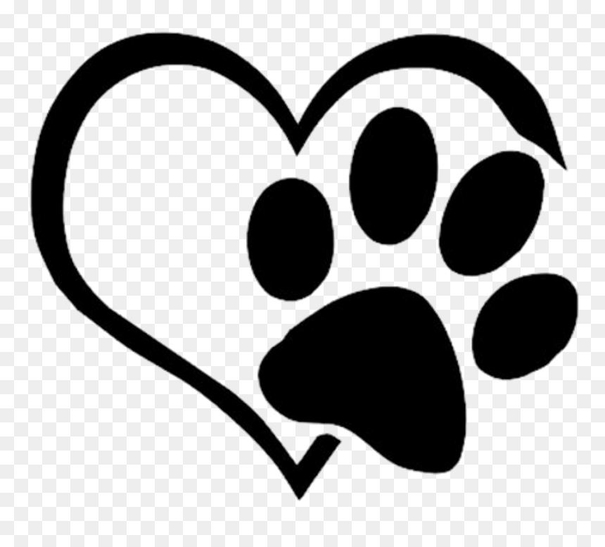 #mq #black #heart #footsteps #footprint #silhouette - Paw Print With Heart Silhouette, HD Png Download - paw print png