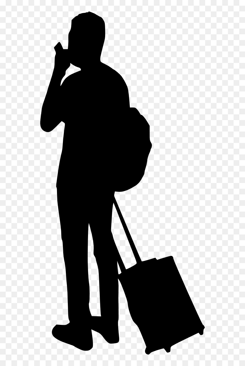 10 People With Luggage Silhouette - People Siluet, HD Png Download - silhouette png