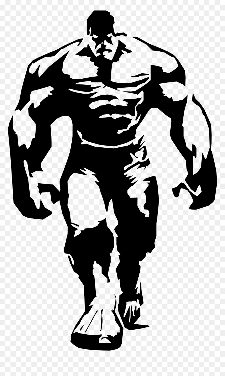 Hulk Stencil Airbrush Superhero - Hulk Black And White, HD Png Download - hulk png