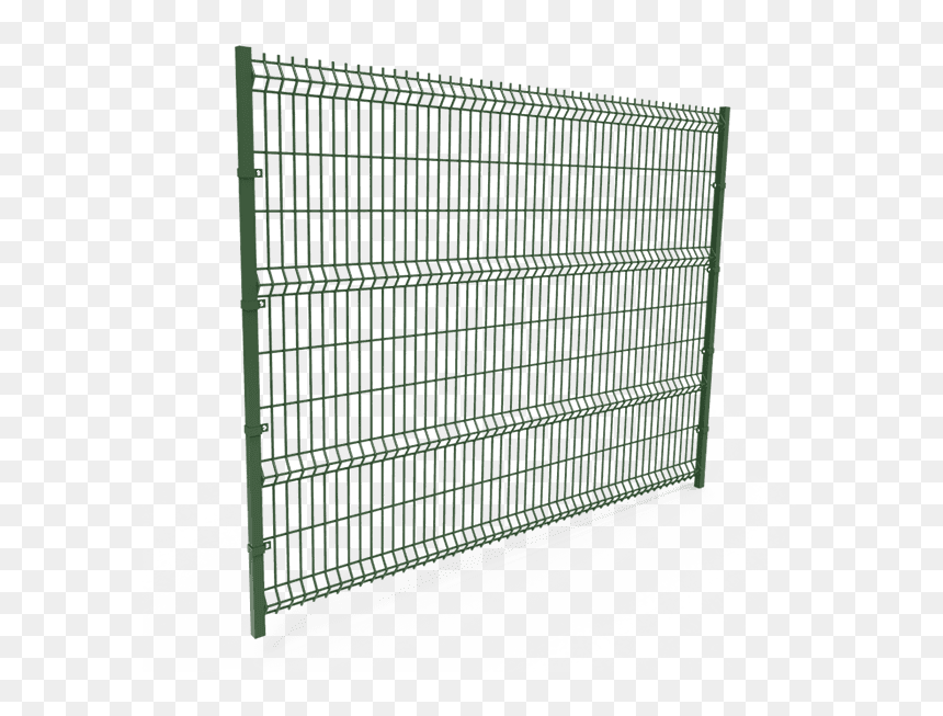 A Piece Of Green Powder Coating Curvy Welded Fence - Mesh, HD Png Download - fence png