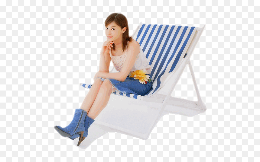 Woman In Beach Chair Png, Transparent Png - chair png