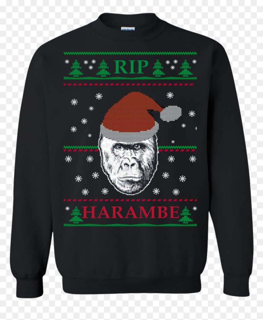 Harambe Rip Christmas Sweater, T Shirt - Christmas Sweaters With Teeth, HD Png Download - harambe png