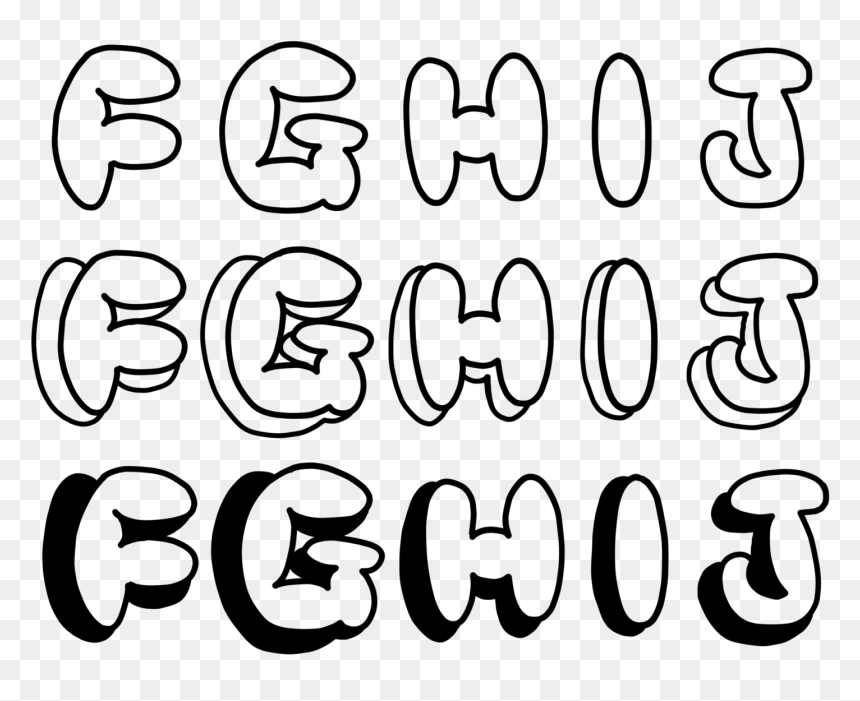 Bubbly Fghij Graffiti Png Format - Calligraphy, Transparent Png - graffiti png