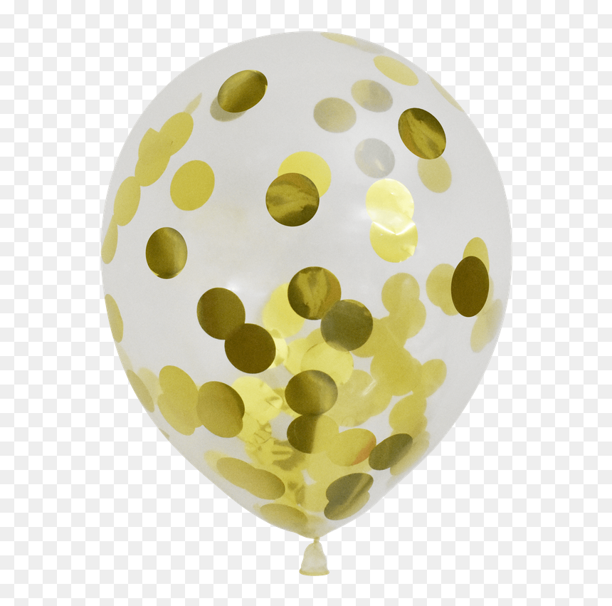 Transparent Balloon With Confetti Png, Png Download - gold confetti png