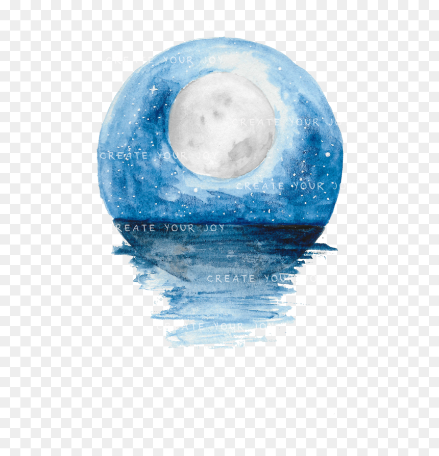 Watercolor Ocean And Moon Digital Download Png File - Transparent Watercolor Png File, Png Download - ocean png