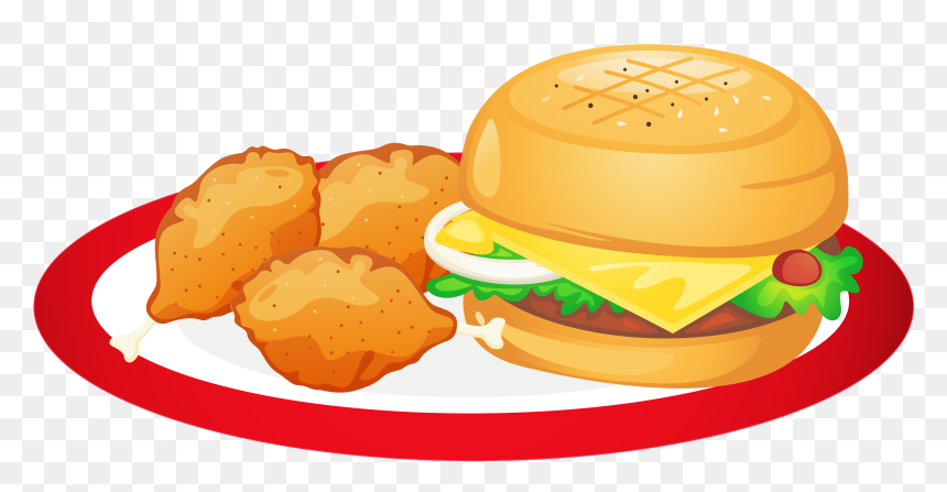 Hamburger And Chicken Legs Plate Png Clipartâ - Clip Art Food On Plate, Transparent Png - plate png