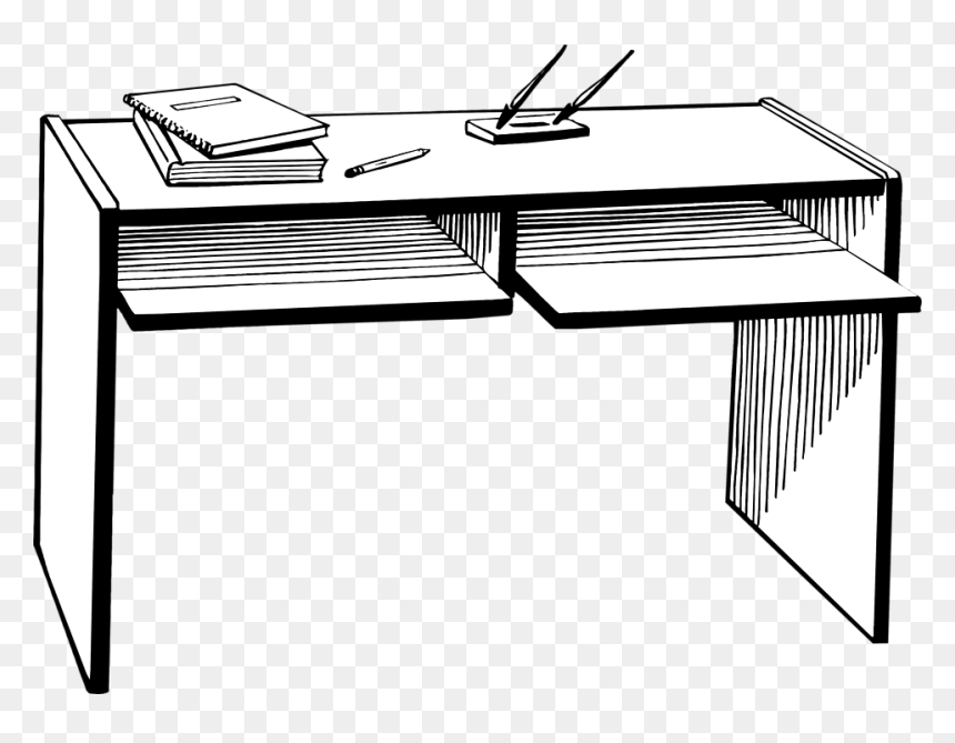 Desk Clipart Black And White, HD Png Download - desk png