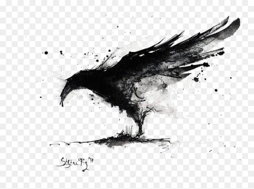 Raven Black And White, HD Png Download - art png