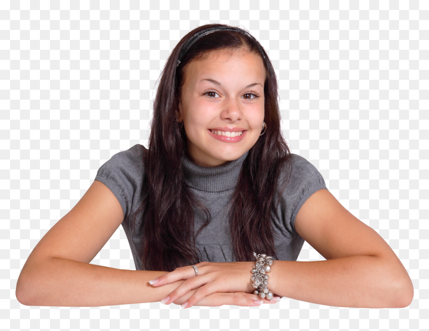 Young Attractive Woman Sitting At The Desk Png Image - Png Girl Thinking, Transparent Png - desk png