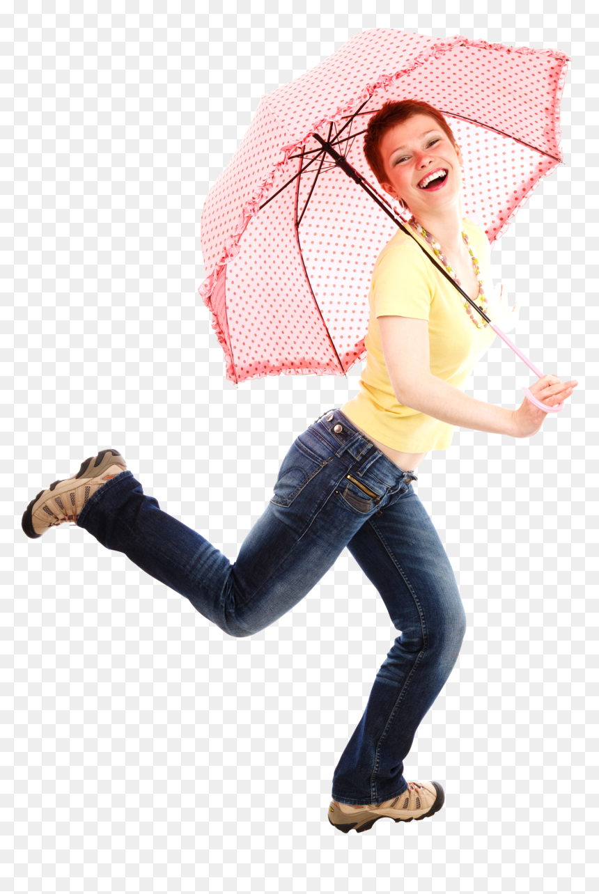 Beautiful Young Woman With Umbrella Png Image - Young Woman With Umbrella Clipart, Transparent Png - umbrella png