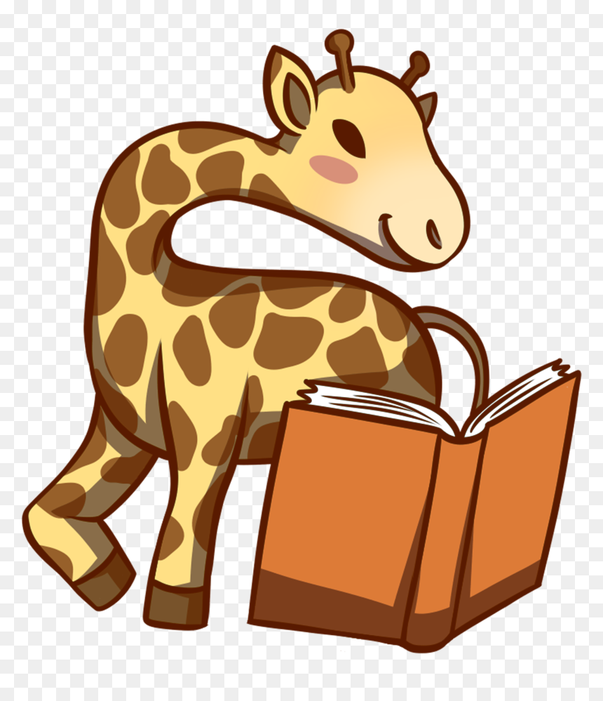 Giraffe Reading Book - Giraffe Reading A Book Clipart, HD Png Download - giraffe png
