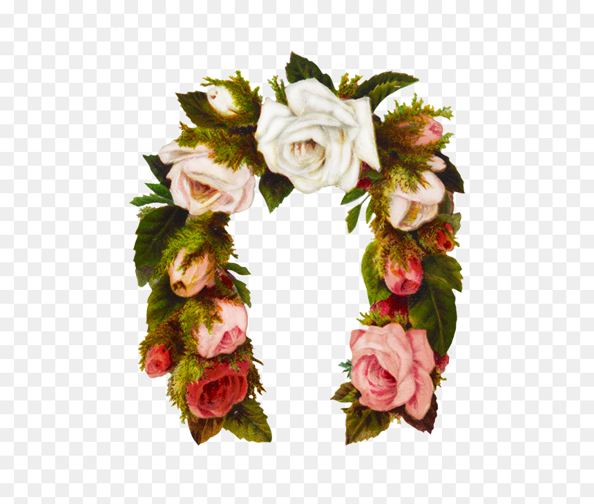 Rose Flower Frame Horse Shoe Shaped - Rose, HD Png Download - flower border png