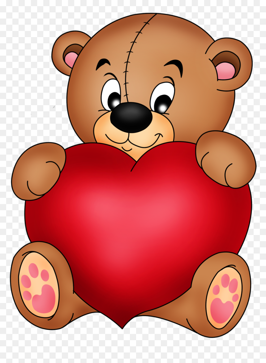 Brown Teddy With Red Heart Png Clipart - Clipart Teddy Png, Transparent Png - red heart png