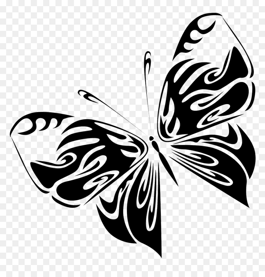 Black Butterfly Drawing Png - Brush-footed Butterfly, Transparent Png - butterflies png