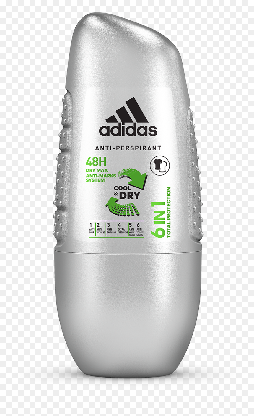 6 In 1 Anti Perspirant Roll On For Him - Adidas, HD Png Download - adidas png