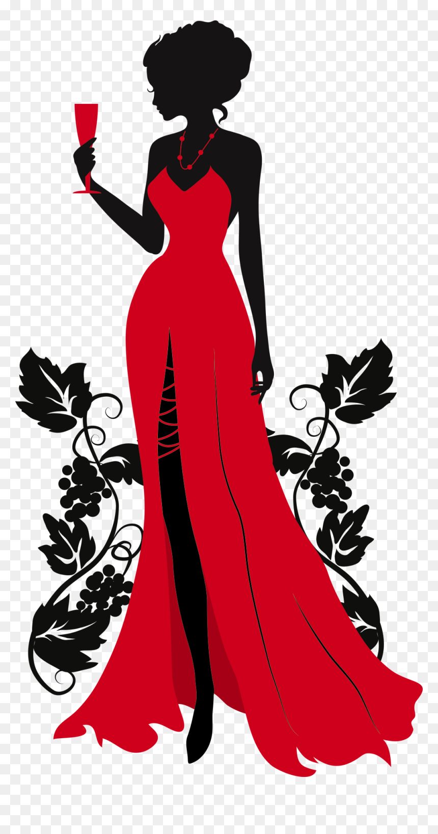 Woman Silhouette Wearing Red Dress, HD Png Download - lady silhouette png